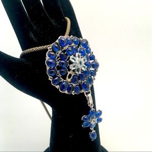 Kyanite blue topaz 2-in-1 sunburst pendant/brooch